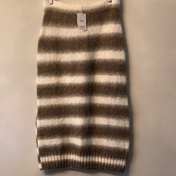 Mango Wool Stripped Pencil Skirt - Picture 3 of 5
